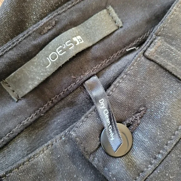 Joe's Mid-Rise Glitter-Coated Skinny Jeans Jet Black Sparkler Wash Size Women 27 Skinny